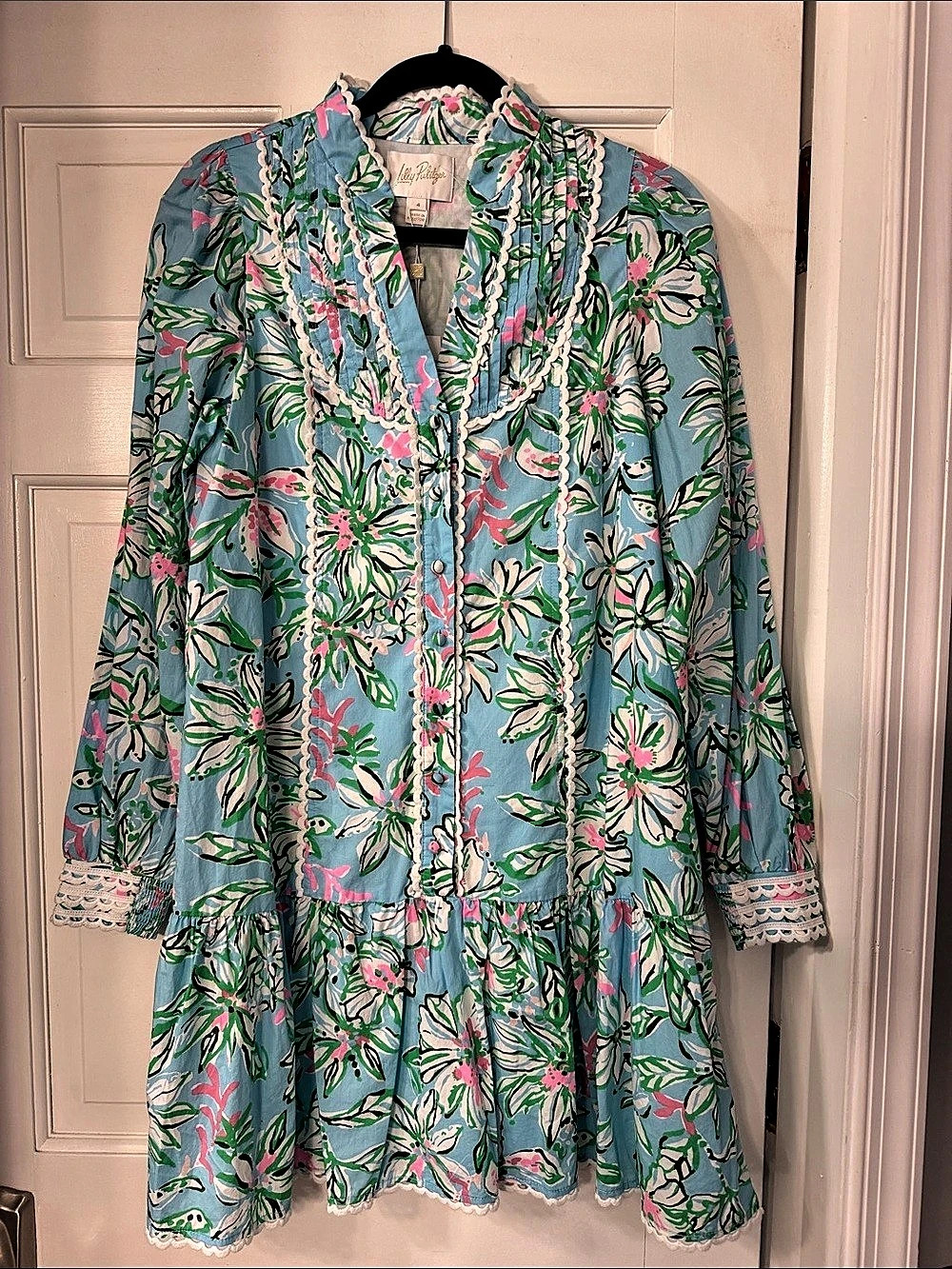 Lilly Pulitzer Skipper Dress Floral Mini Dress Blue & Pink Size 4 NWT